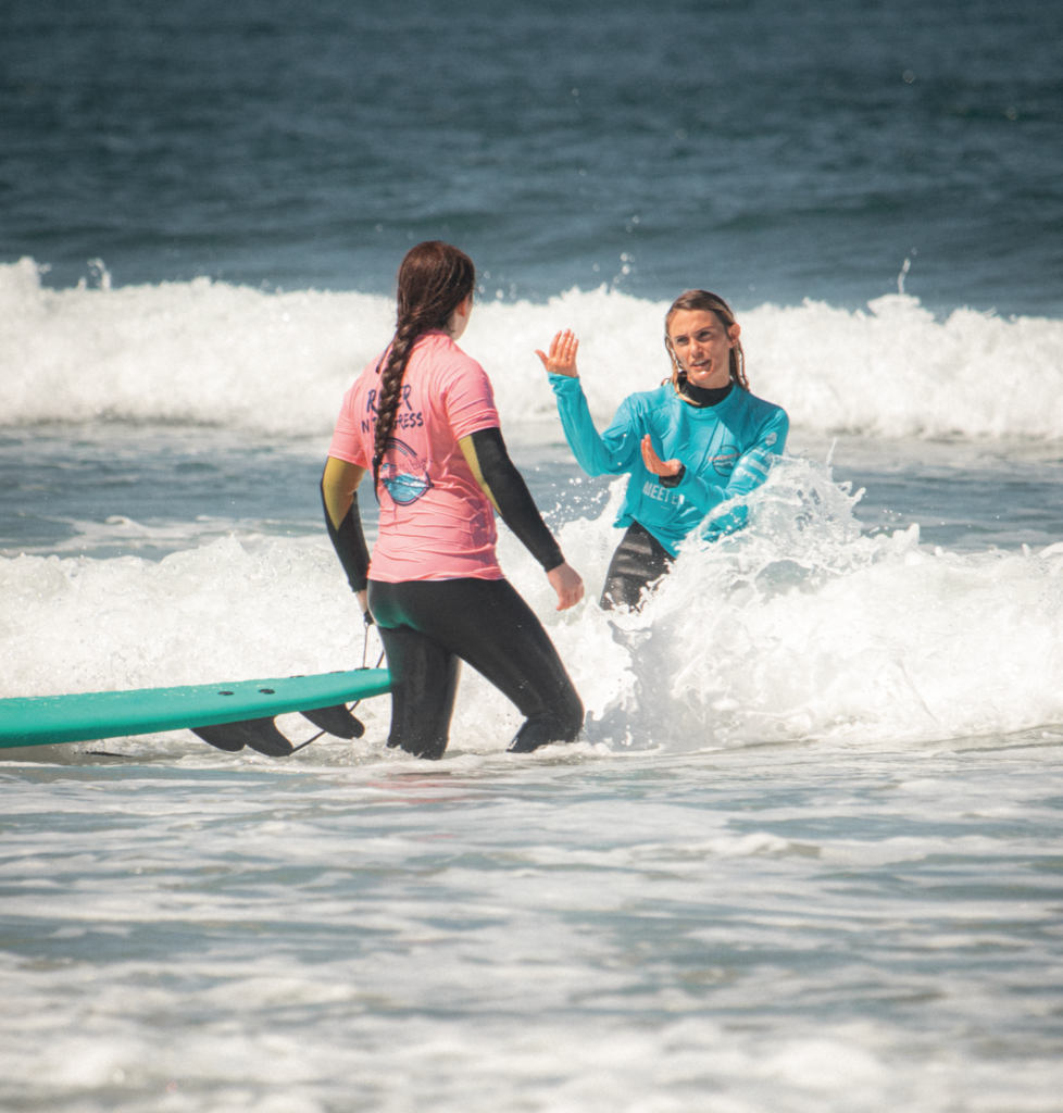 instructor giving surf instructions